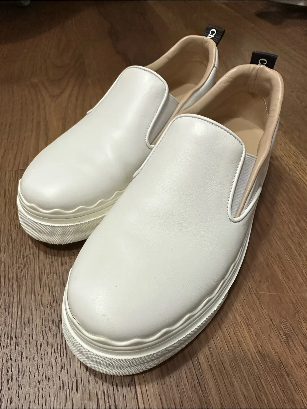 CHLOÉ LAUREN LEATHER SLIP ON SNEAKERS Women's Size 7 US/ 37 EU